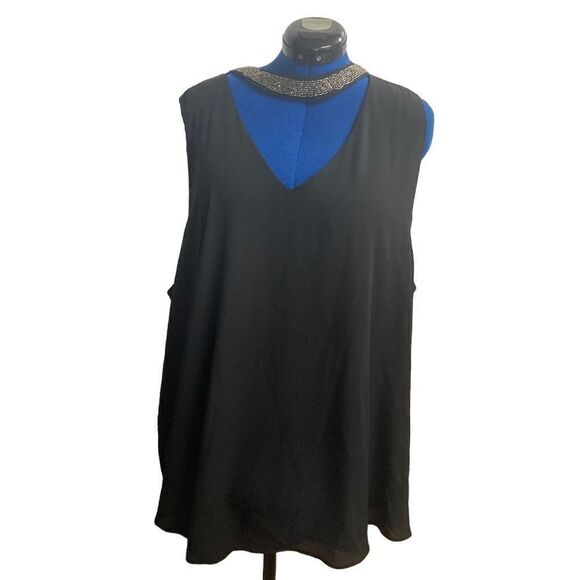 TORRID Women’s Georgette Embellished Collar Top Black 4X New With Tags - Picture 1 of 8
